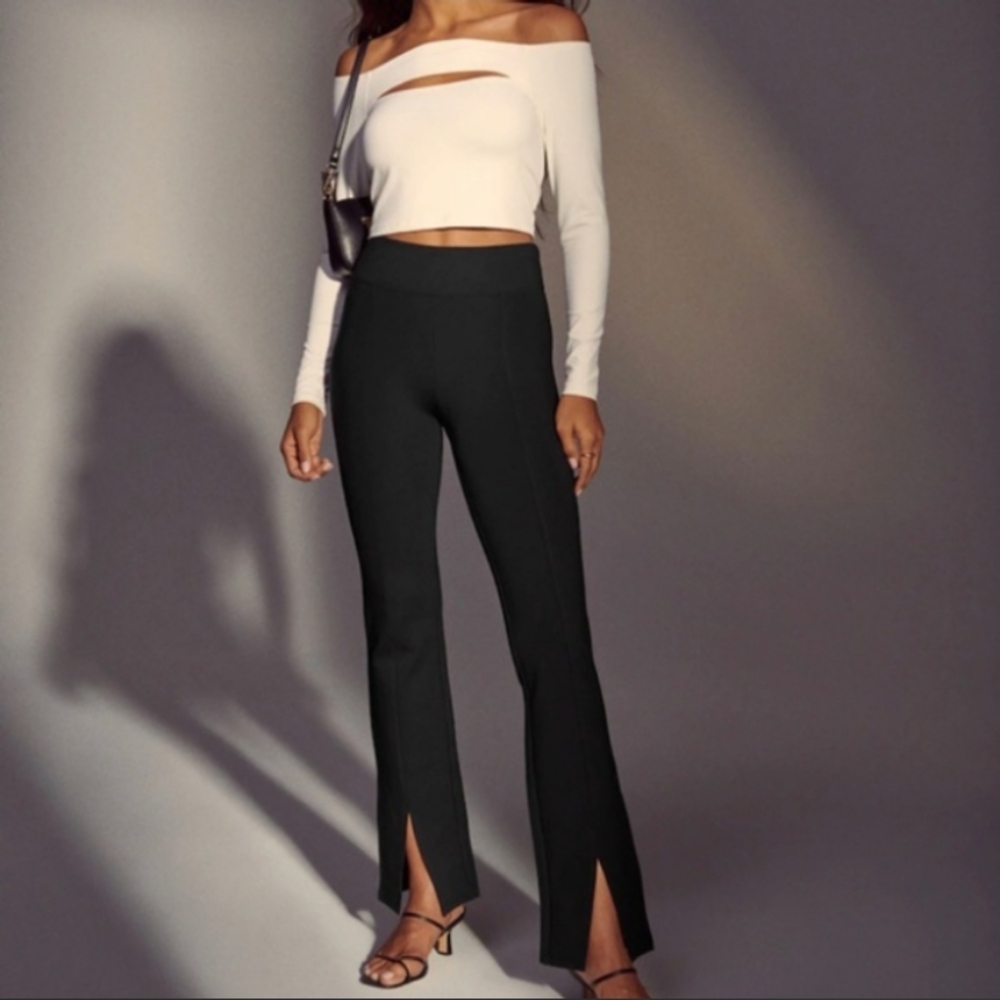 Abercrombie & Fitch Ponte Pant Split Front Hem Black Size M NWOT
